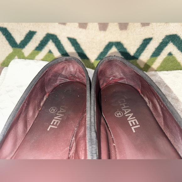 Chanel Quilted Black Leather CC Cap Toe Bow Ballet Flats Size 40 US 10 *READ* - Picture 16 of 16
